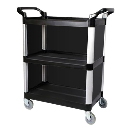 SOGA 3 Tier Covered Food Trolley Food Waste Cart Storage Mechanic Kitchen Black LUZ-FoodCart1515