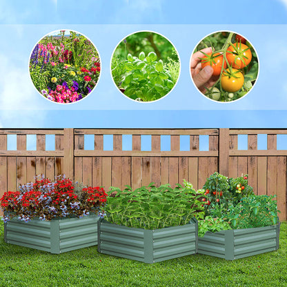 SOGA 2X 60cm Hexagon Shape Galvanised Raised Garden Bed Vegetable Herb Flower Outdoor Planter Box LUZ-MetalBGre520X2