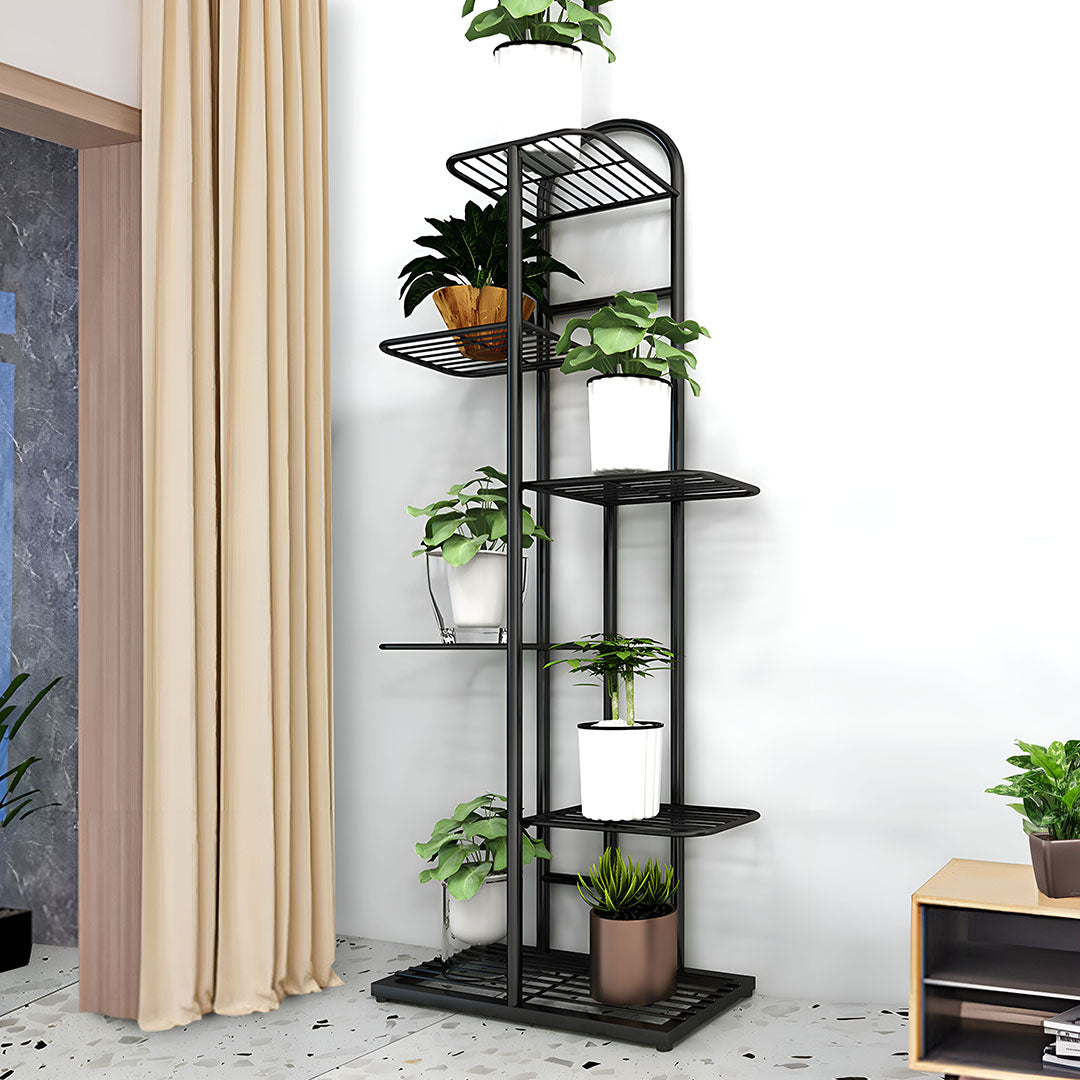 SOGA 2X 7 Tier 8 Pots Black Metal Plant Stand Flowerpot Display Shelf Rack Indoor Home Office Decor LUZ-FPotH05X2