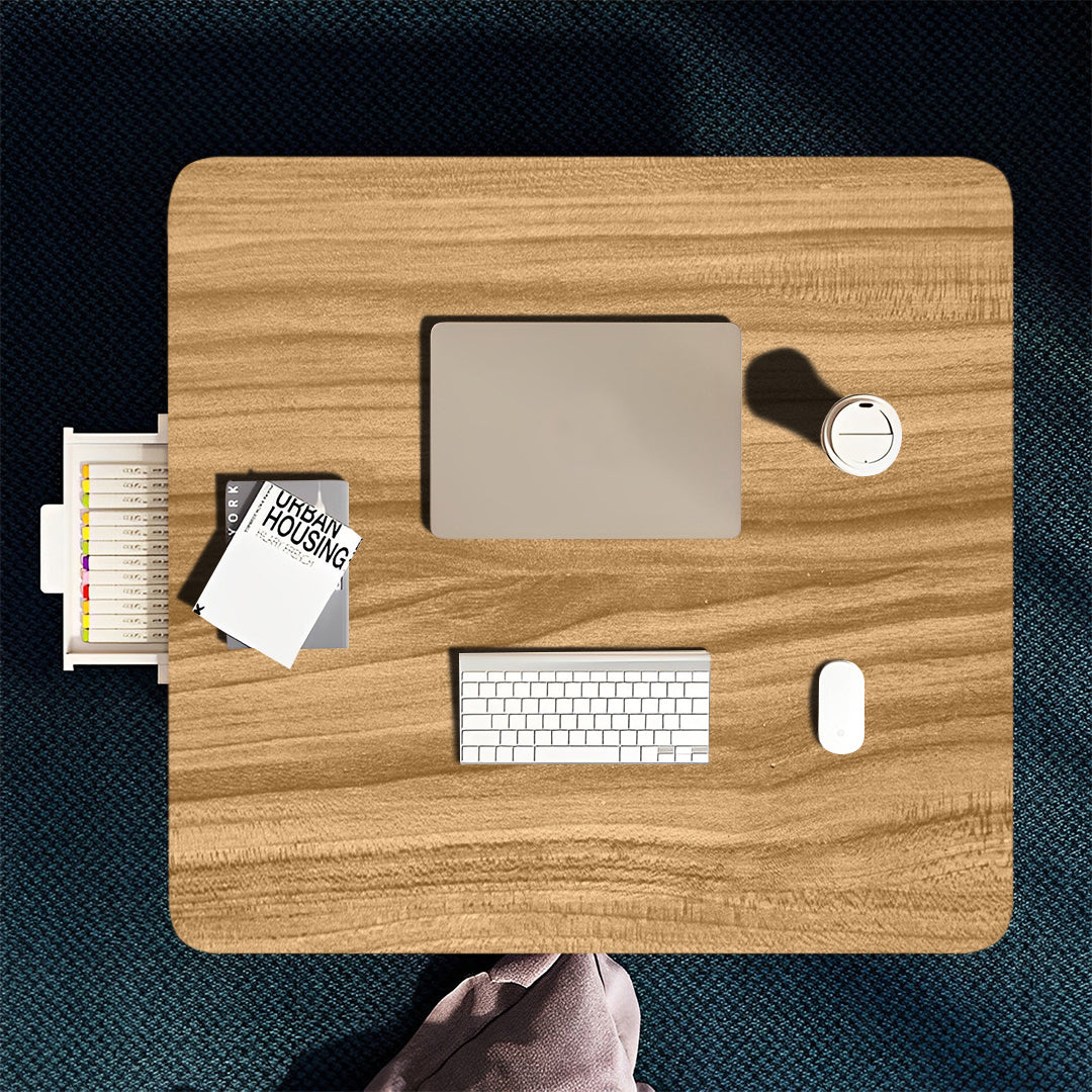 SOGA Wood-Colored Portable Floor Table Small Square Space-Saving Mini Desk Home Decor LUZ-FloorTable503