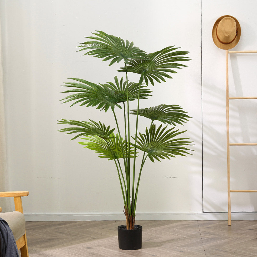SOGA 2X 150cm Artificial Natural Green Fan Palm Tree Fake Tropical Indoor Plant Home Office Decor LUZ-APlantSKS1508X2