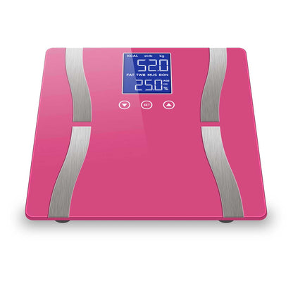 SOGA Glass LCD Digital Body Fat Scale Bathroom Electronic Gym Water Weighing Scales Pink LUZ-BodyFatScalePink