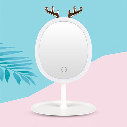 SOGA White Antler LED Light Makeup Mirror Tabletop Vanity Home Decor LUZ-BathG533
