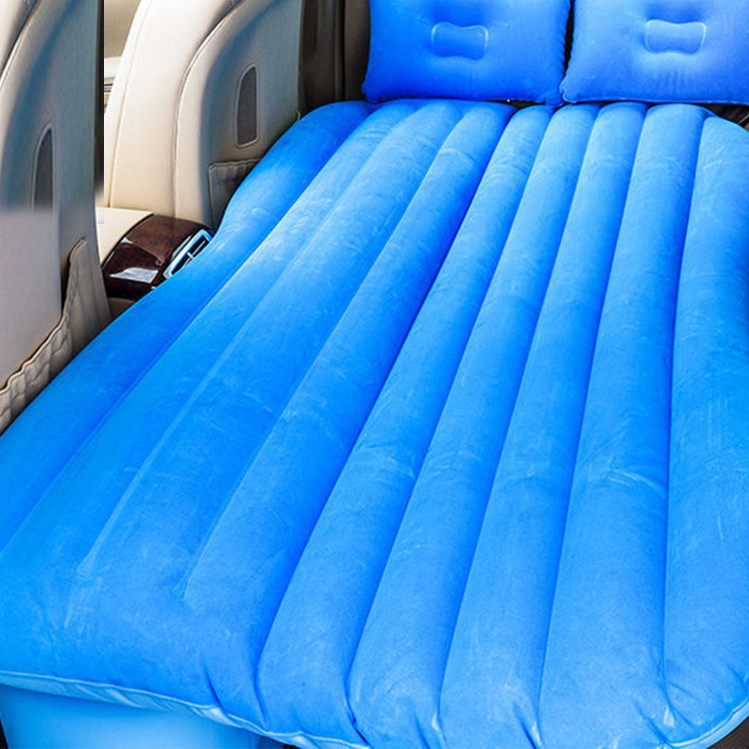 SOGA Blue Stripe Inflatable Car Mattress Portable Camping Rest Air Bed Travel Compact Sleeping Kit Essentials LUZ-CarMat004