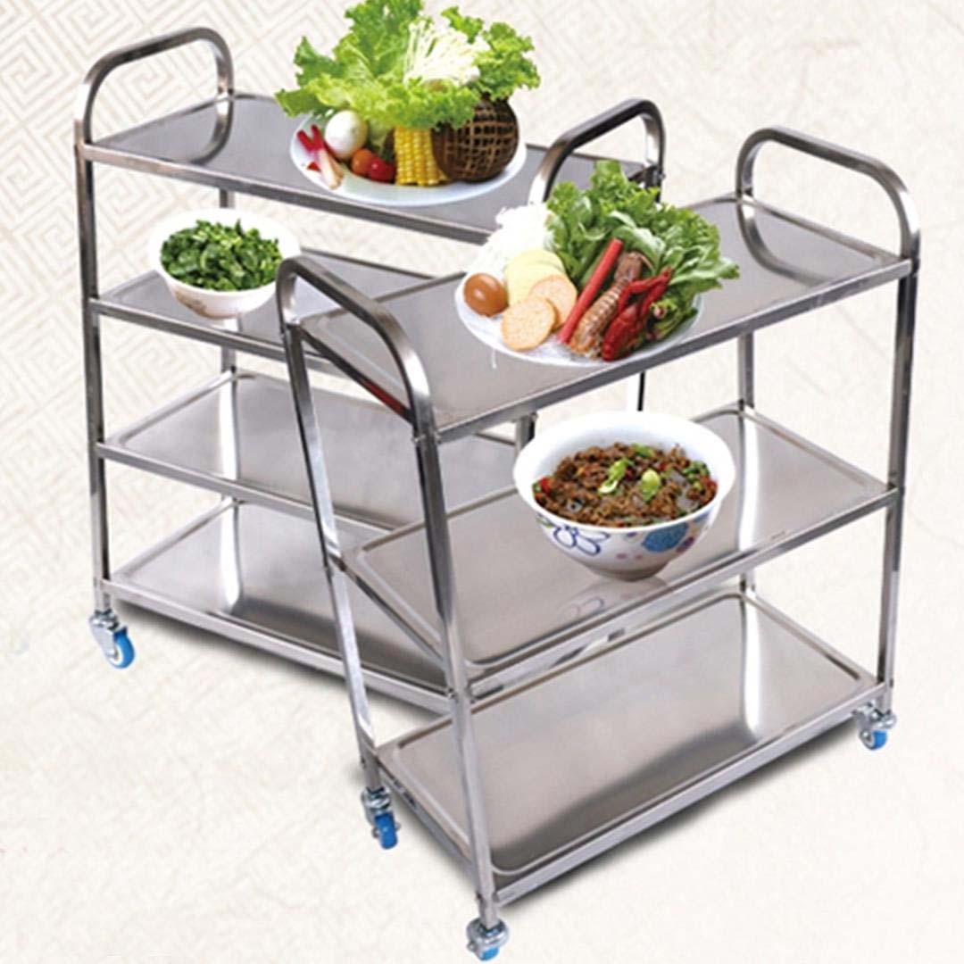 SOGA 4 Tier 950x500x1220 Stainless Steel Kitchen Dining Food Cart Trolley Utility LUZ-FoodCart1007