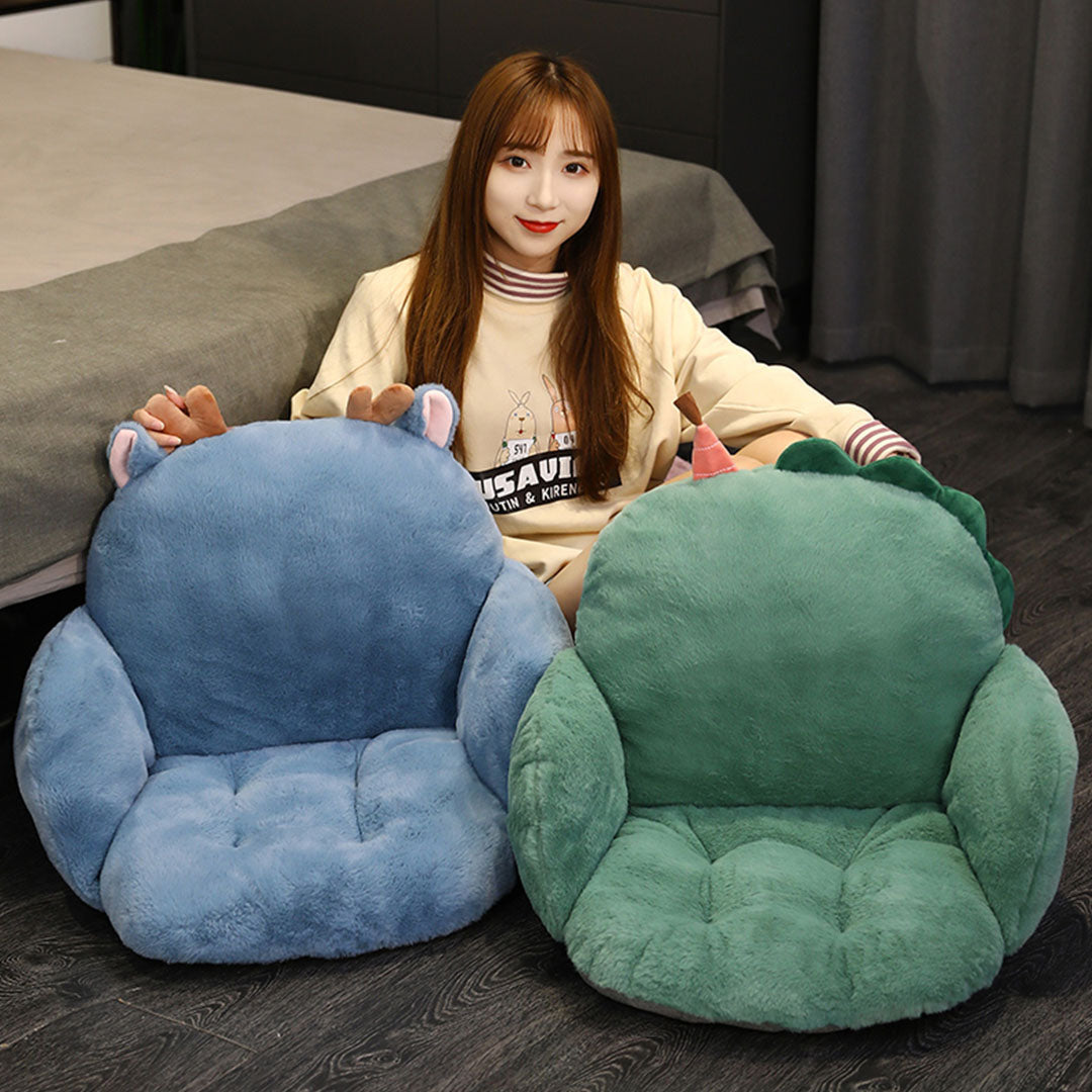 SOGA 2X Green Dino Shape Cushion Soft Leaning Bedside Pad Sedentary Plushie Pillow Home Decor LUZ-SCushion093X2