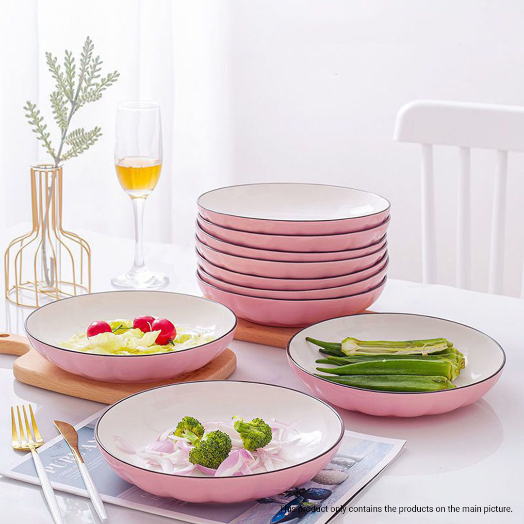 SOGA Pink Japanese Style Ceramic Dinnerware Crockery Soup Bowl Plate Server Kitchen Home Decor Set of 9 LUZ-BowlG116