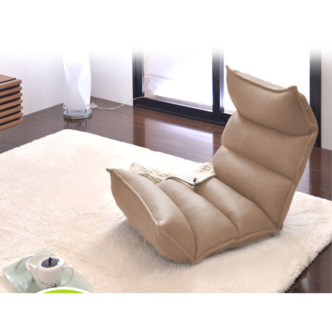 SOGA 4X Foldable Tatami Floor Sofa Bed Meditation Lounge Chair Recliner Lazy Couch Khaki LUZ-LoungeLeatherKhakiX4