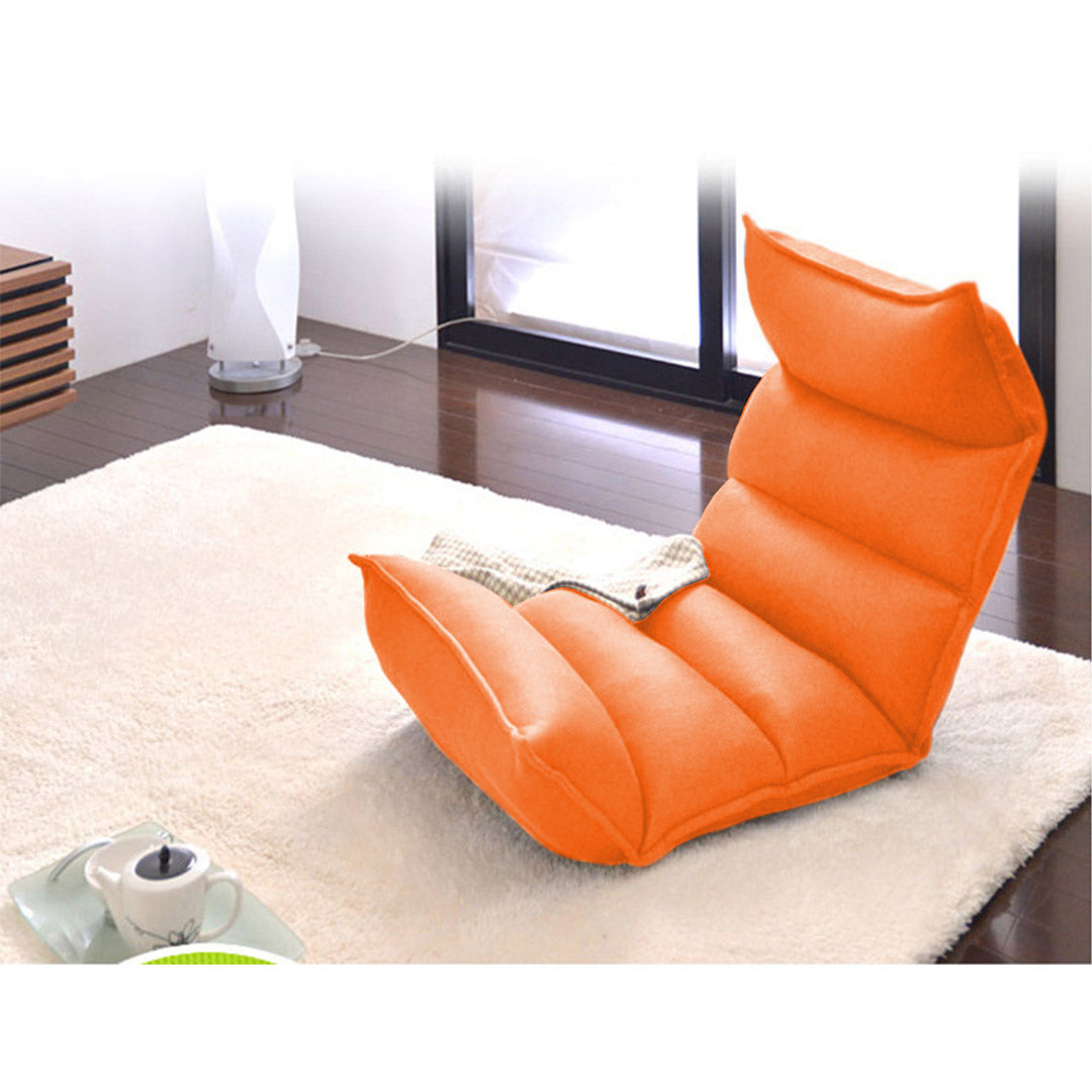 SOGA 4X Foldable Tatami Floor Sofa Bed Meditation Lounge Chair Recliner Lazy Couch Orange LUZ-LoungeLeatherOrangeX4