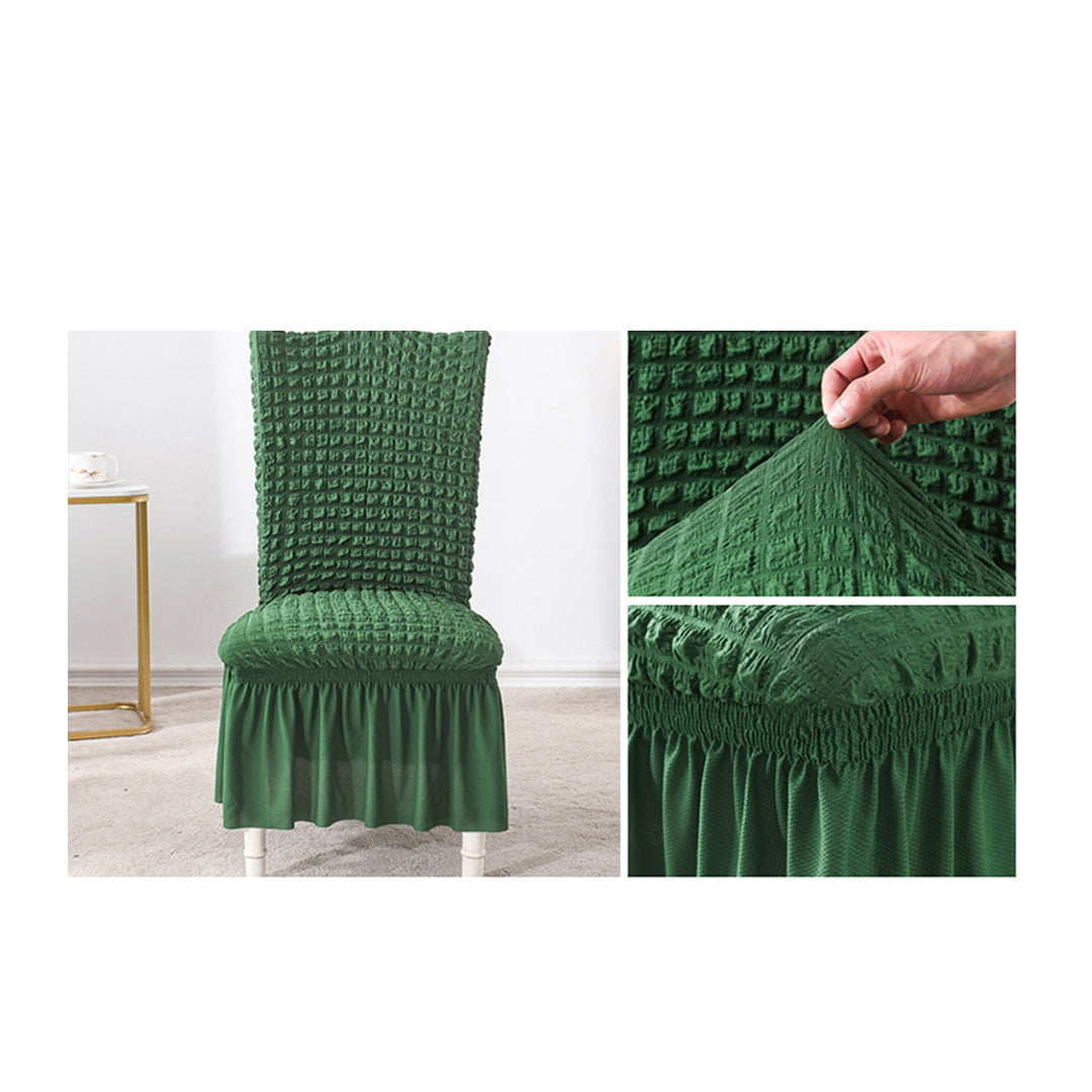 SOGA Dark Green Chair Cover Seat Protector with Ruffle Skirt Stretch Slipcover Wedding Party Home Decor LUZ-Chaircov23C