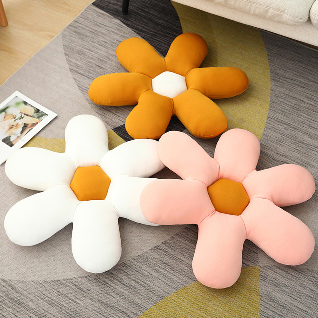 SOGA 2X Pink Daisy Flower Shape Cushion Soft Leaning Bedside Pad Floor Plush Pillow Home Decor LUZ-SCushion072X2