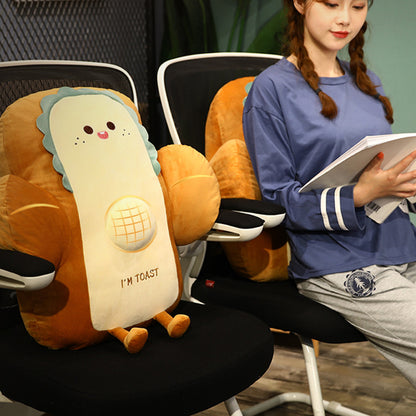 SOGA 48cm Cute Face Toast Bread Cushion Stuffed Car Seat Plush Cartoon Back Support Pillow Home Decor LUZ-SCushion061