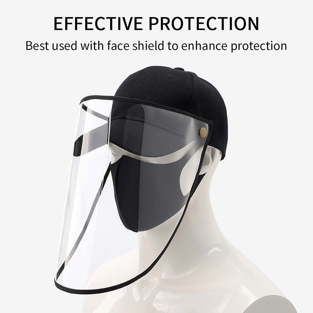 Outdoor Protection Hat Anti-Fog Pollution Dust Protective Cap Full Face HD Shield Cover Adult Black LUZ-HatAdultBLKX1