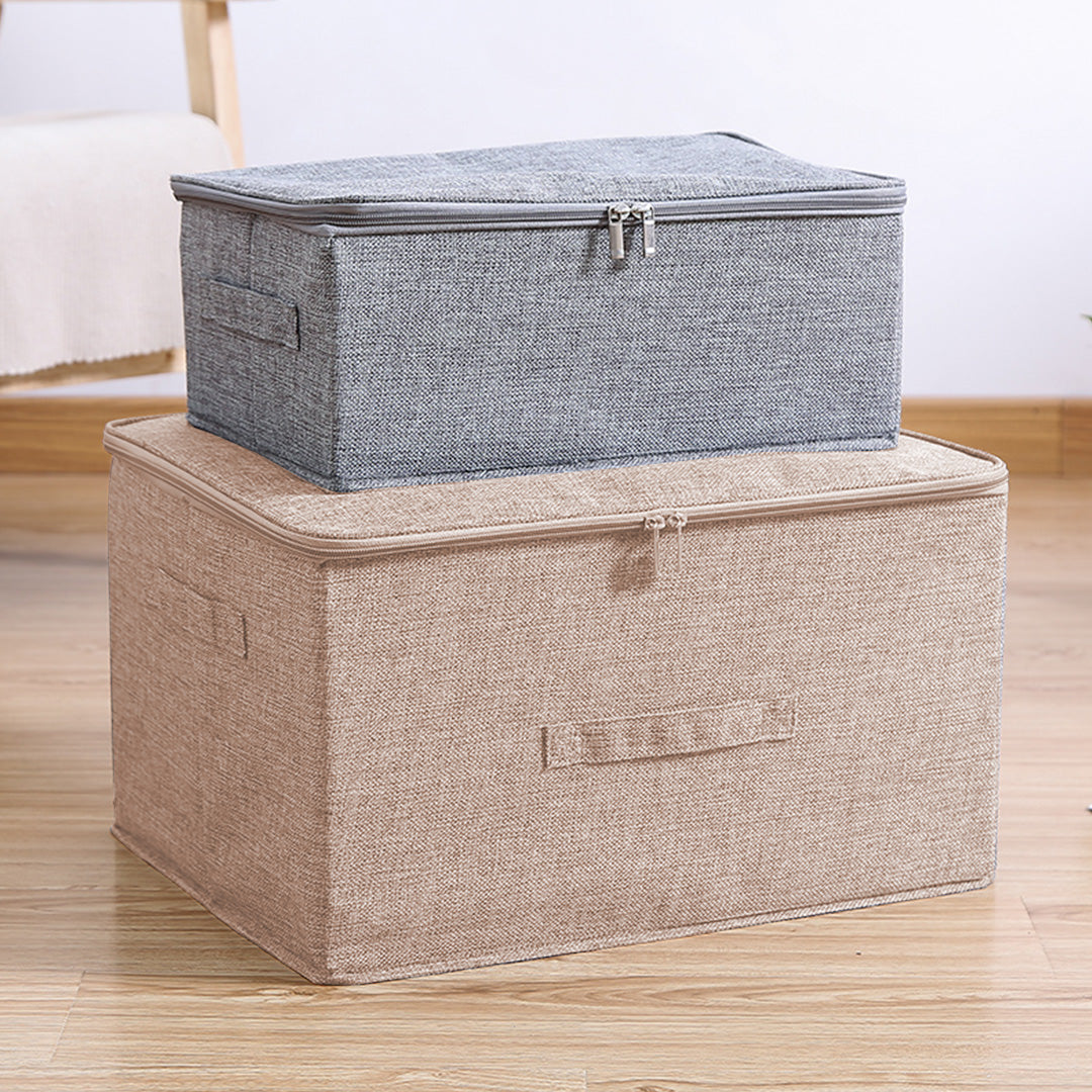 SOGA Beige Large Portable Double Zipper Storage Box Moisture Proof Clothes Basket Foldable Home Organiser LUZ-SBox024