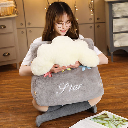 SOGA 2X Grey Cute Cloud Cushion Soft Leaning Lumbar Wedge Pillow Bedside Plush Home Decor LUZ-SCushion031X2