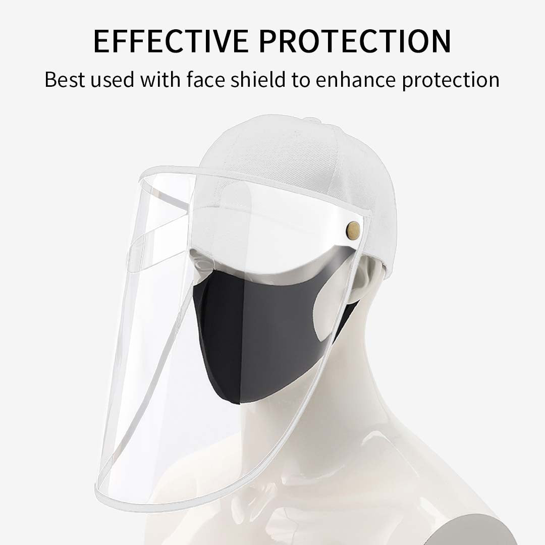 Outdoor Protection Hat Anti-Fog Pollution Dust Protective Cap Full Face HD Shield Cover Adult White LUZ-HatAdultWHTX1