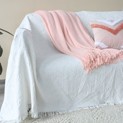 SOGA Pink Acrylic Knitted Throw Blanket Solid Fringed Warm Cozy Woven Cover Couch Bed Sofa Home Decor LUZ-Blanket915