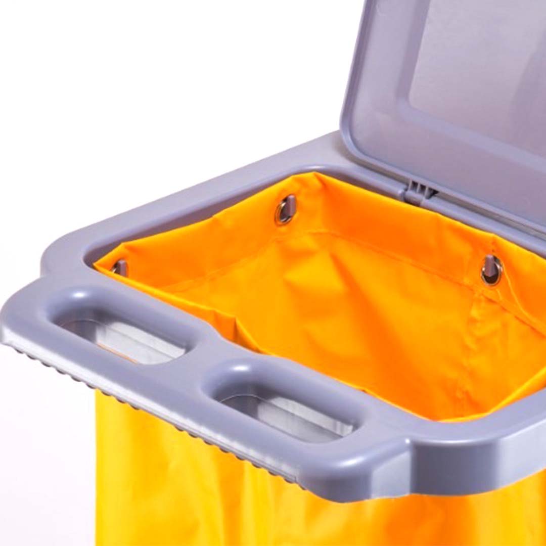 SOGA 2X 3 Tier Multifunction Janitor Cleaning Waste Cart Trolley and Waterproof Bag with Lid LUZ-FoodCart033GGrayX2