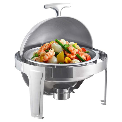 SOGA 2X 6L Stainless Steel Chafing Food Warmer Catering Dish Round Roll Top LUZ-ChafingDish5638X2