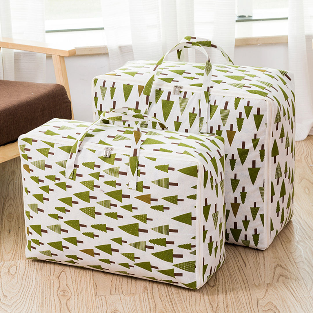 SOGA Green Pine Tree Super Large Storage Luggage Bag Double Zipper Foldable Travel Organiser Essentials LUZ-SBox212