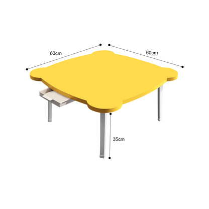 SOGA 2X Yellow Minimalist Cat Ear Portable Floor Table Small Space-Saving Mini Desk Home Decor LUZ-FloorTable505X2