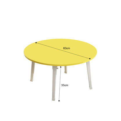 SOGA Yellow Portable Floor Table Small Round Space-Saving Mini Desk Home Decor LUZ-FloorTable507