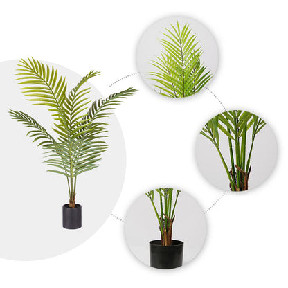 SOGA 4X 120cm Green Artificial Indoor Rogue Areca Palm Tree Fake Tropical Plant Home Office Decor LUZ-APlant1206SAX4
