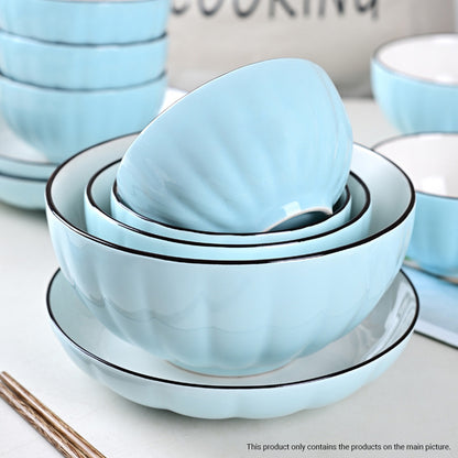 SOGA Blue Japanese Style Ceramic Dinnerware Crockery Soup Bowl Plate Server Kitchen Home Decor Set of 7 LUZ-BowlG302
