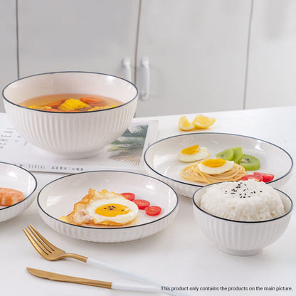 SOGA White Japanese Style Ceramic Dinnerware Crockery Soup Bowl Plate Server Kitchen Home Decor Set of 4 LUZ-BowlG001