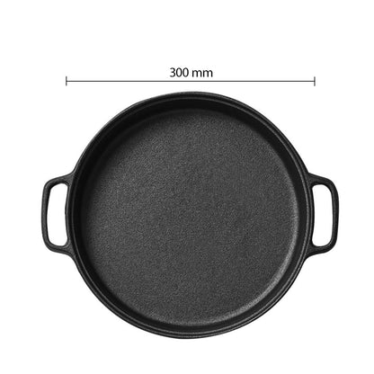 SOGA Dual Burners Cooktop Stove, 30cm Cast Iron Frying Pan Skillet and 28cm Induction Casserole LUZ-ECooktDBL-Sizzle30-CASL4226