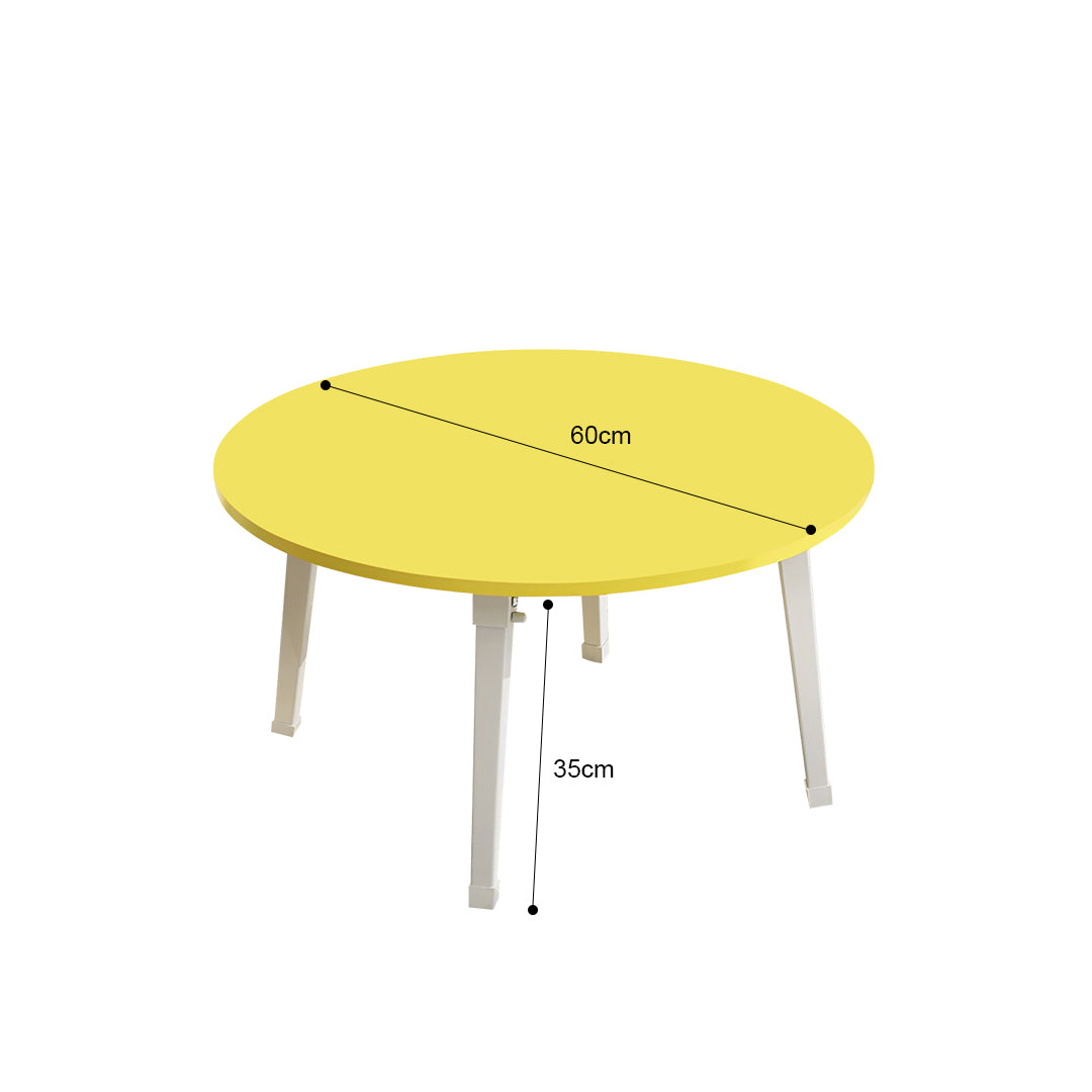 SOGA 2X Yellow Portable Floor Table Small Round Space-Saving Mini Desk Home Decor LUZ-FloorTable507X2