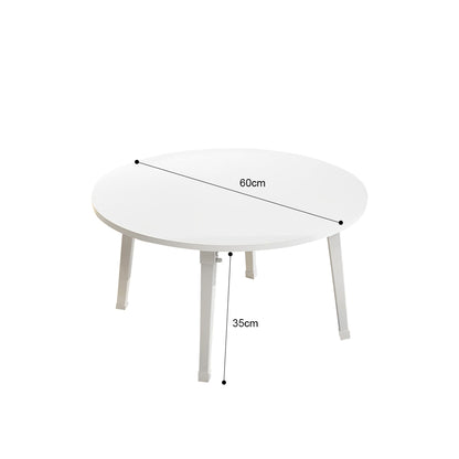 SOGA White Portable Floor Table Small Round Space-Saving Mini Desk Home Decor LUZ-FloorTable506