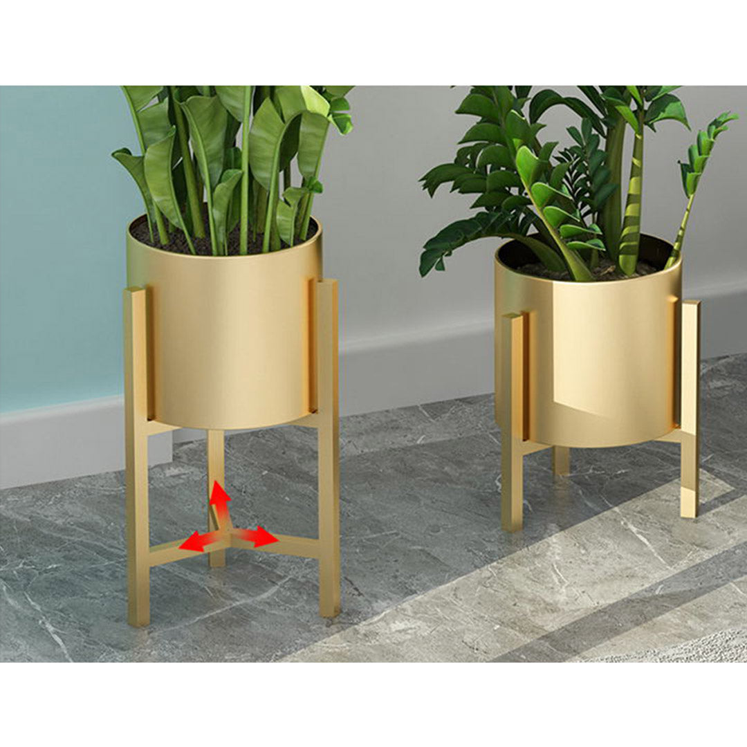 SOGA 45CM Gold Metal Plant Stand with Flower Pot Holder Corner Shelving Rack Indoor Display LUZ-FPotH47GLD