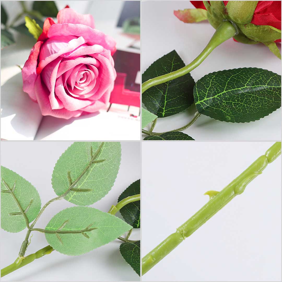 SOGA 10pcs Artificial Silk Flower Fake Rose Bouquet Table Decor Pink LUZ-AFlowerRosePinkX10