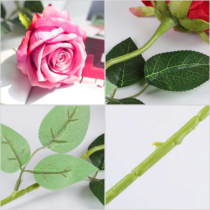 SOGA 10pcs Artificial Silk Flower Fake Rose Bouquet Table Decor Pink LUZ-AFlowerRosePinkX10