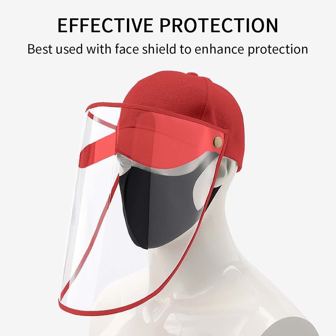 Outdoor Protection Hat Anti-Fog Pollution Dust Protective Cap Full Face HD Shield Cover Kids Red LUZ-HatKidsRED