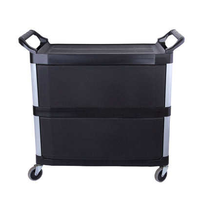 SOGA 2X 3 Tier Covered Food Trolley Food Waste Cart Storage Mechanic Kitchen with Bins LUZ-FoodCart1515WithBinsX2