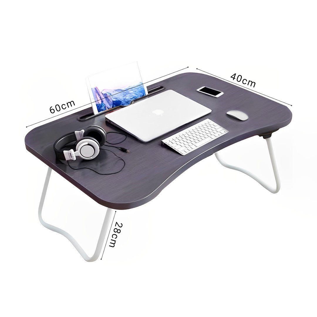 SOGA Black Portable Bed Table Adjustable Foldable Bed Sofa Study Table Laptop Mini Desk with Notebook Stand Card Slot Holder Home Decor LUZ-BedTableA03