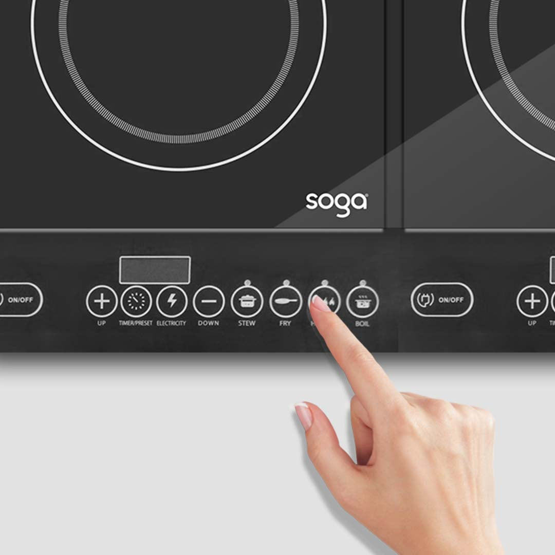 SOGA 2X Cooktop Portable Induction LED Electric Double Duo Hot Plate Burners Cooktop Stove LUZ-ElectricCooktopDoubleX2