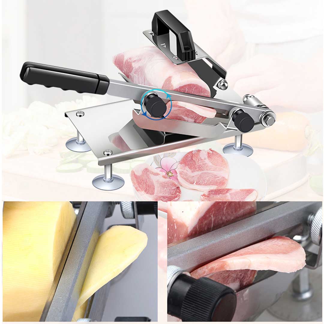 SOGA Manual Frozen Meat Slicer Handle Meat Cutting Machine 18/10 Commercial Grade Stainless Steel LUZ-MeatSlicerManual