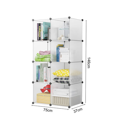 SOGA 8-Cube Transparent Shelf Box Portable Cubby DIY Storage Shelves Modular Closet Organiser LUZ-ShelfBox02