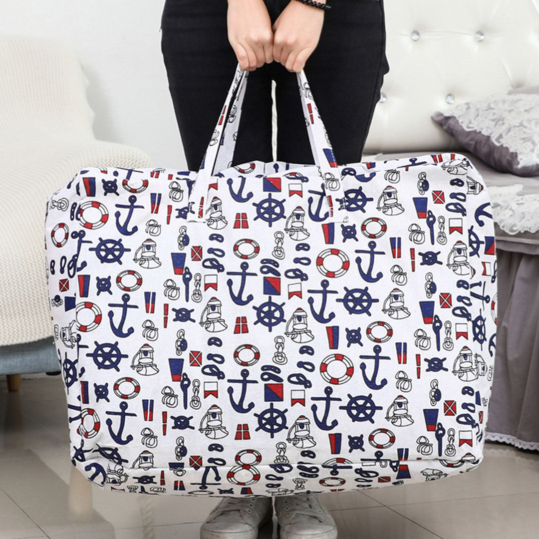 SOGA 2X Nautical Icons Medium Storage Luggage Bag Double Zipper Foldable Travel Organiser Essentials LUZ-SBox204X2