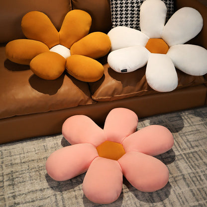 SOGA Coffee Daisy Flower Shape Cushion Soft Leaning Bedside Pad Floor Plush Pillow Home Decor LUZ-SCushion073