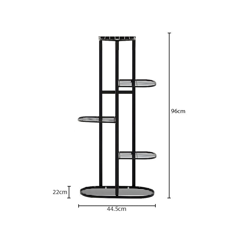 SOGA 2X 5 Tier 6 Pots Black Metal Plant Rack Flowerpot Storage Display Stand Holder Home Garden Decor LUZ-FPotH27X2