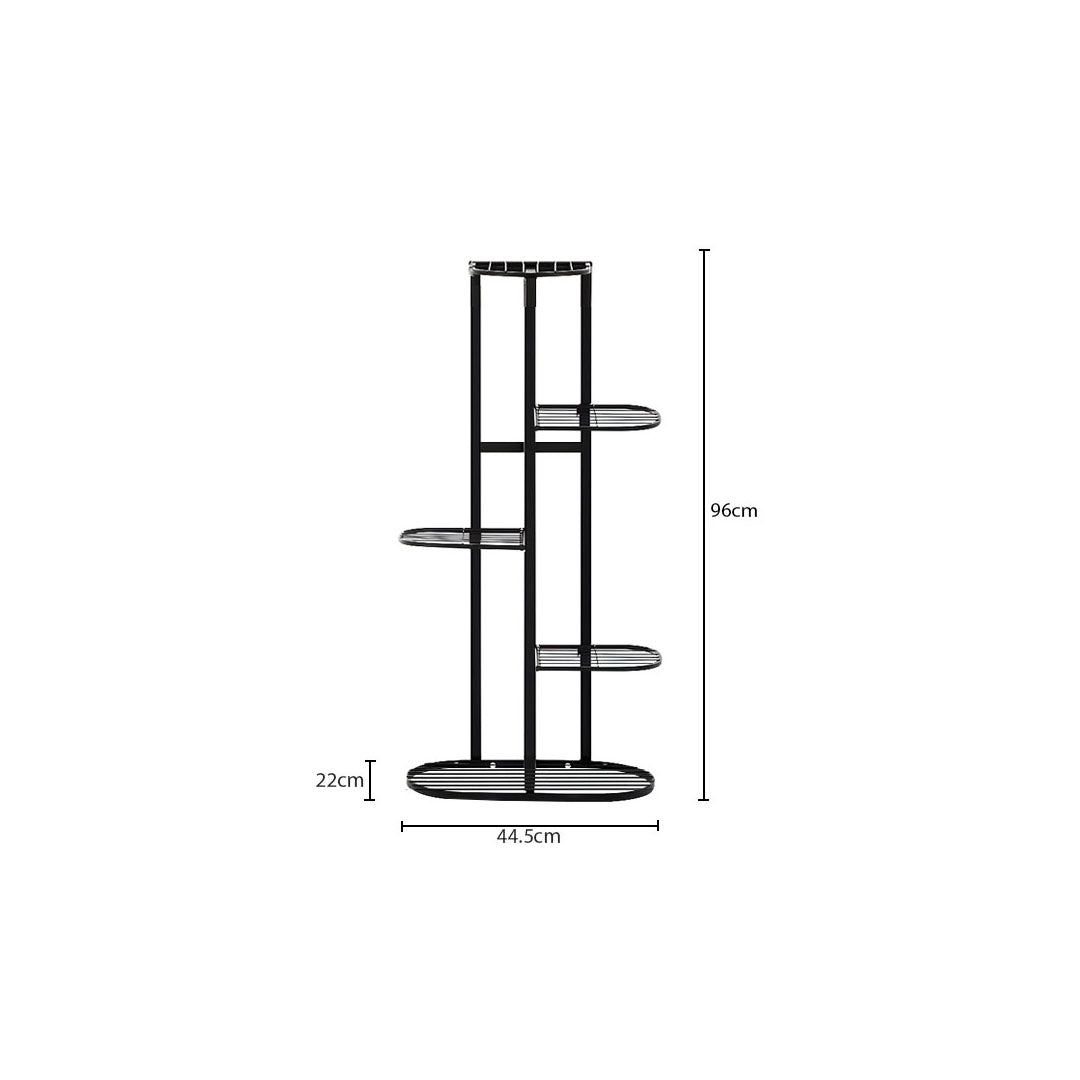 SOGA 5 Tier 6 Pots Black Metal Plant Rack Flowerpot Storage Display Stand Holder Home Garden Decor LUZ-FPotH27