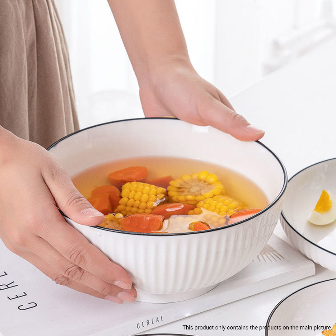 SOGA White Japanese Style Ceramic Dinnerware Crockery Soup Bowl Plate Server Kitchen Home Decor Set of 4 LUZ-BowlG001