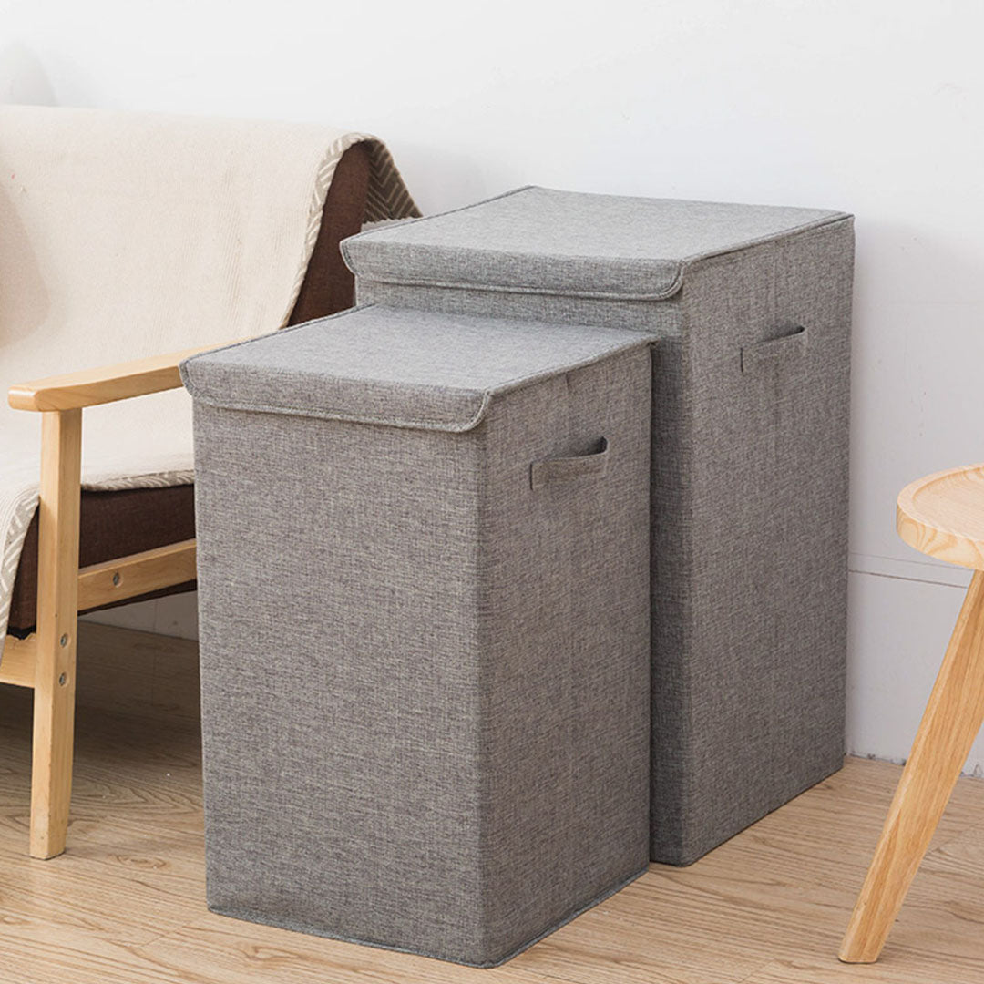 SOGA 2X Grey Large Collapsible Laundry Hamper Storage Box Foldable Canvas Basket Home Organiser Decor LUZ-SBox102X2