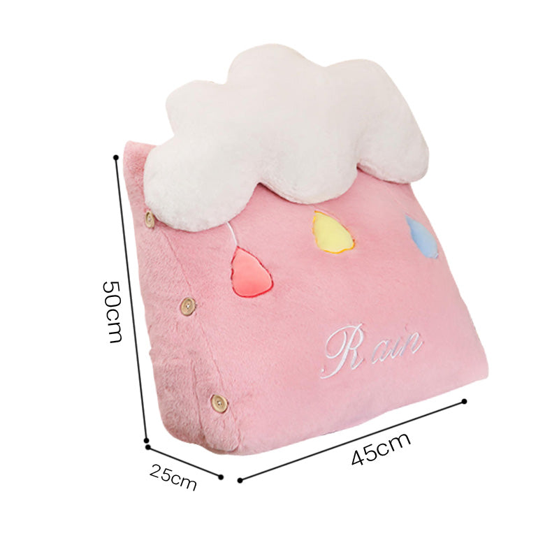 SOGA Pink Cute Rain Cloud Cushion Soft Leaning Lumbar Wedge Pillow Bedside Plush Home Decor LUZ-SCushion032