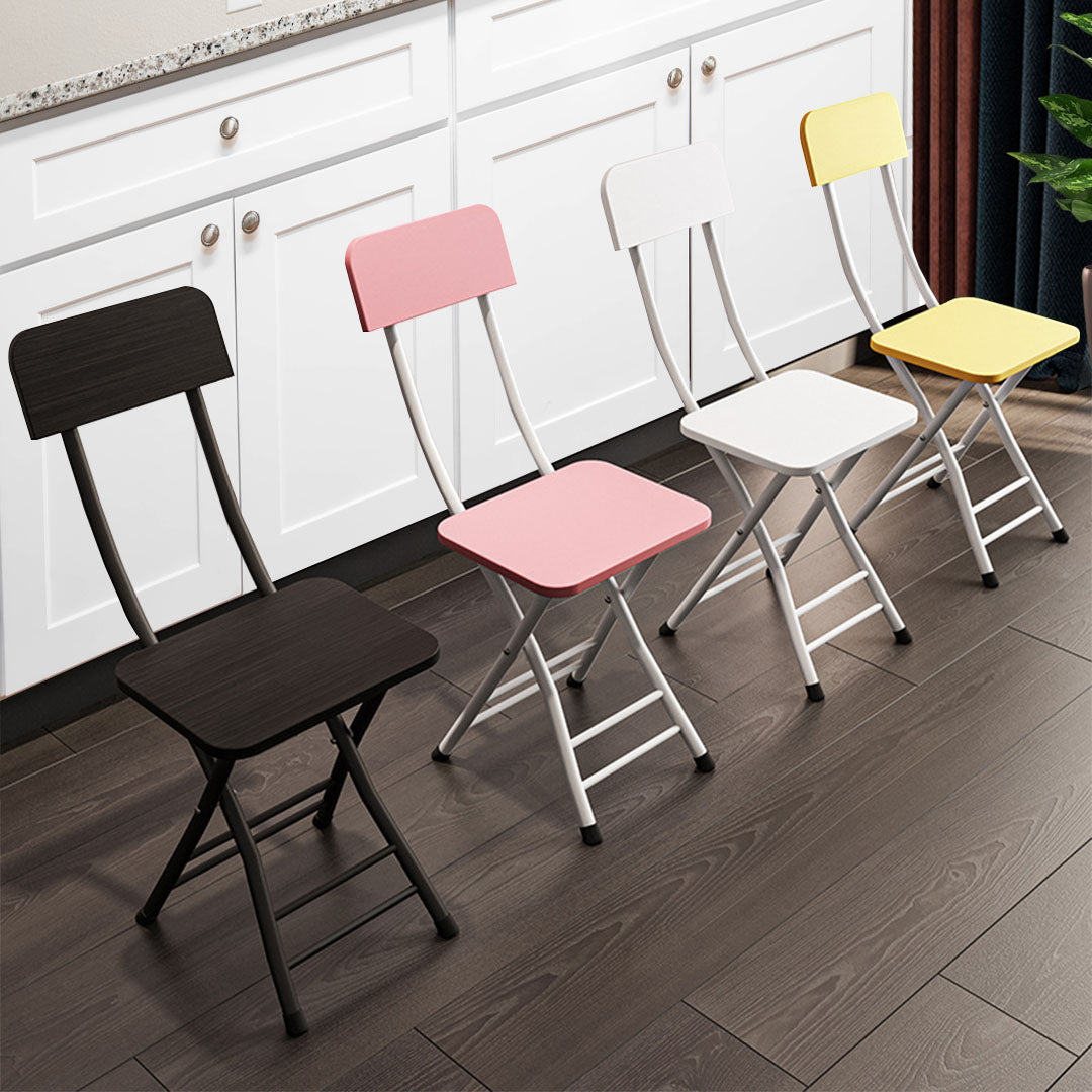 SOGA Black Foldable Chair Space Saving Lightweight Portable Stylish Seat Home Decor Set of 2 LUZ-ChairAS711