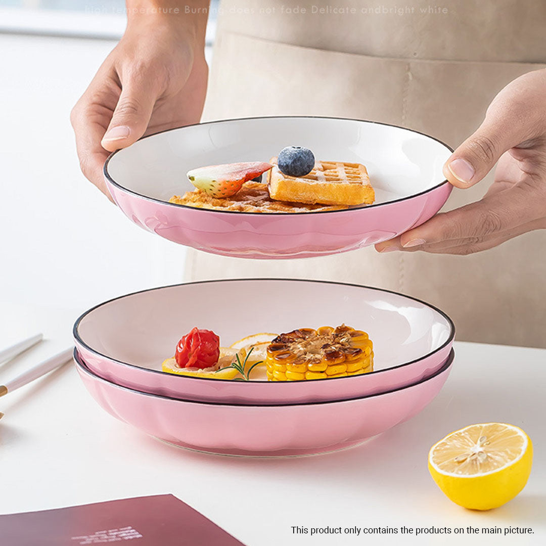 SOGA Pink Japanese Style Ceramic Dinnerware Crockery Soup Bowl Plate Server Kitchen Home Decor Set of 9 LUZ-BowlG116